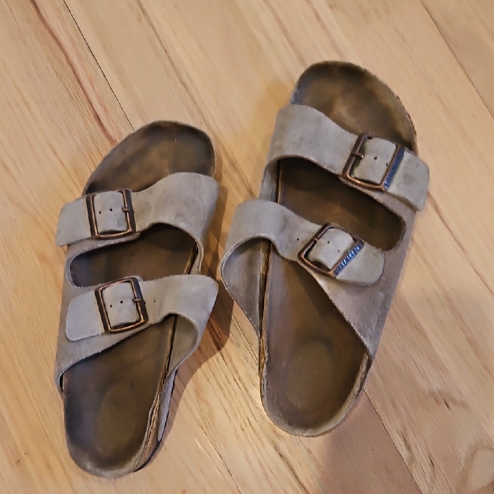 Birkenstock Gray Suede Double Strap Sandals